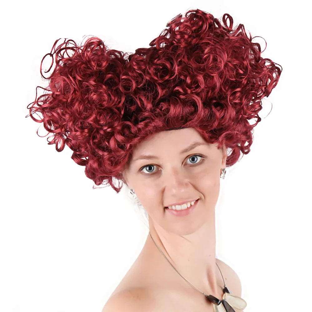 Unisexe Rouge Blanc bouclés Angleterre Afro Perruque de Cheveux Adulte Fancy Sports Wear Accessory